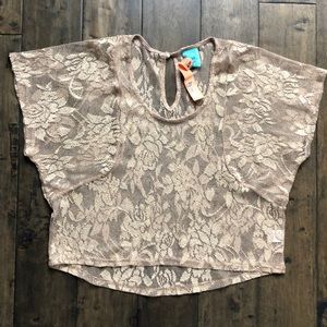 Nordstrom Rose Gold Lace Crop Top XS
